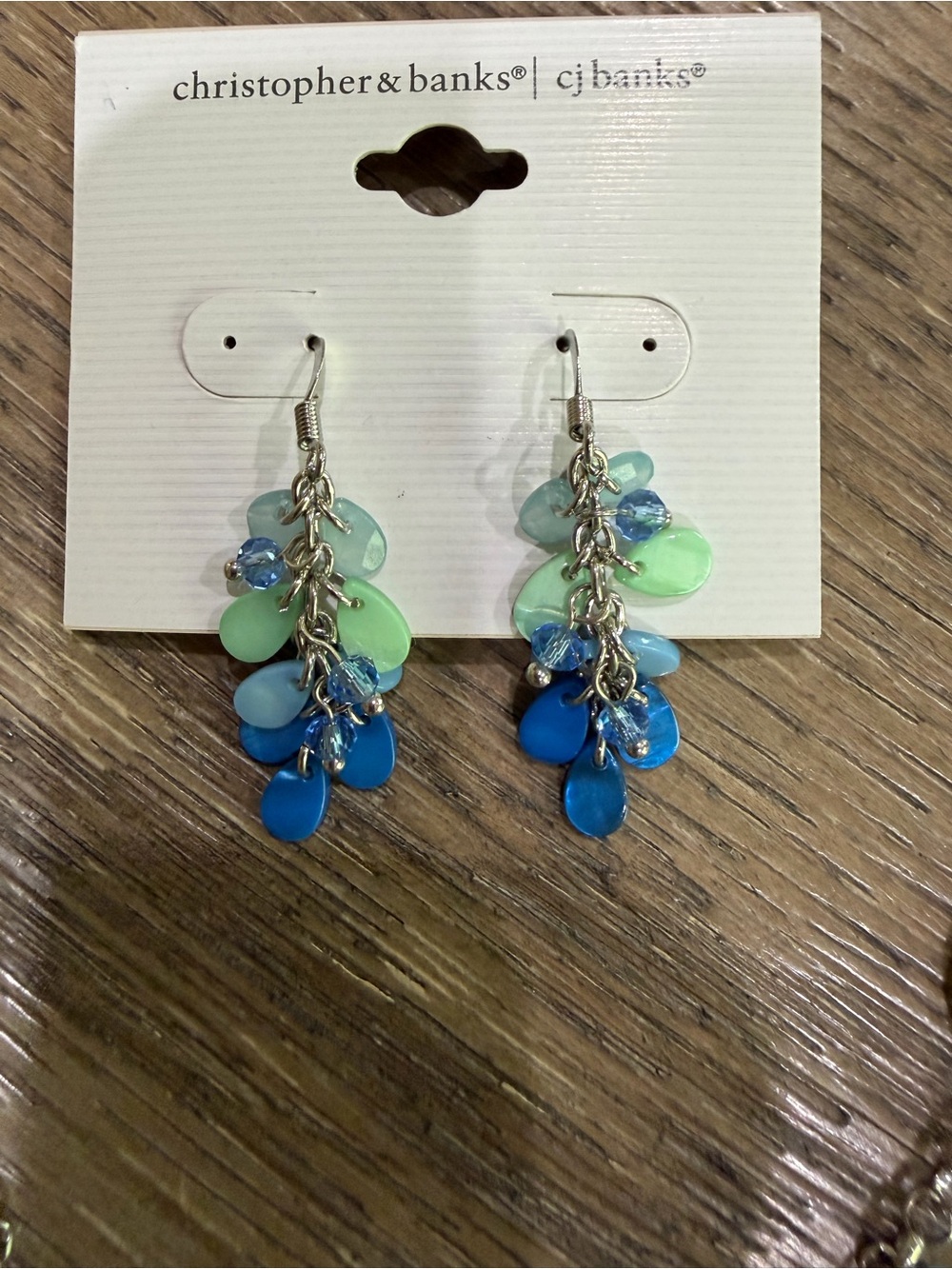 New-Christopher & Banks Blue-Green Teardrop Layered Necklace & Earring Set - Picture 4 of 4